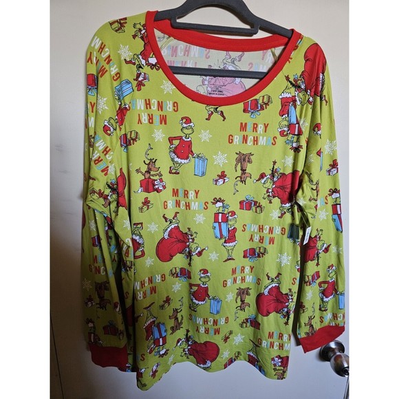 Dr. Seuss The Grinch Womens Plus 2X Soft Christmas 2 Piece Pajama Set Green‎ Red - Picture 1 of 10